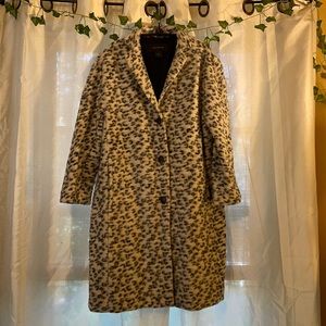 Ann Taylor Black and Cream Patterned Pea Coat